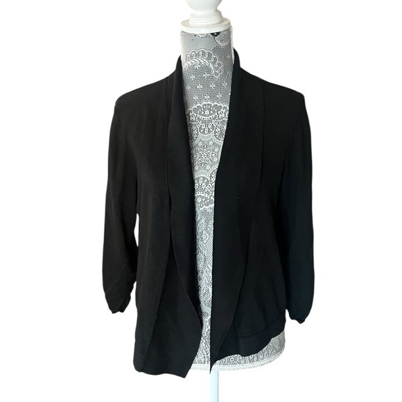 Women’s 89th & Madison Black Open Front Draped Cardigan Blazer Size Large - Picture 2 of 5